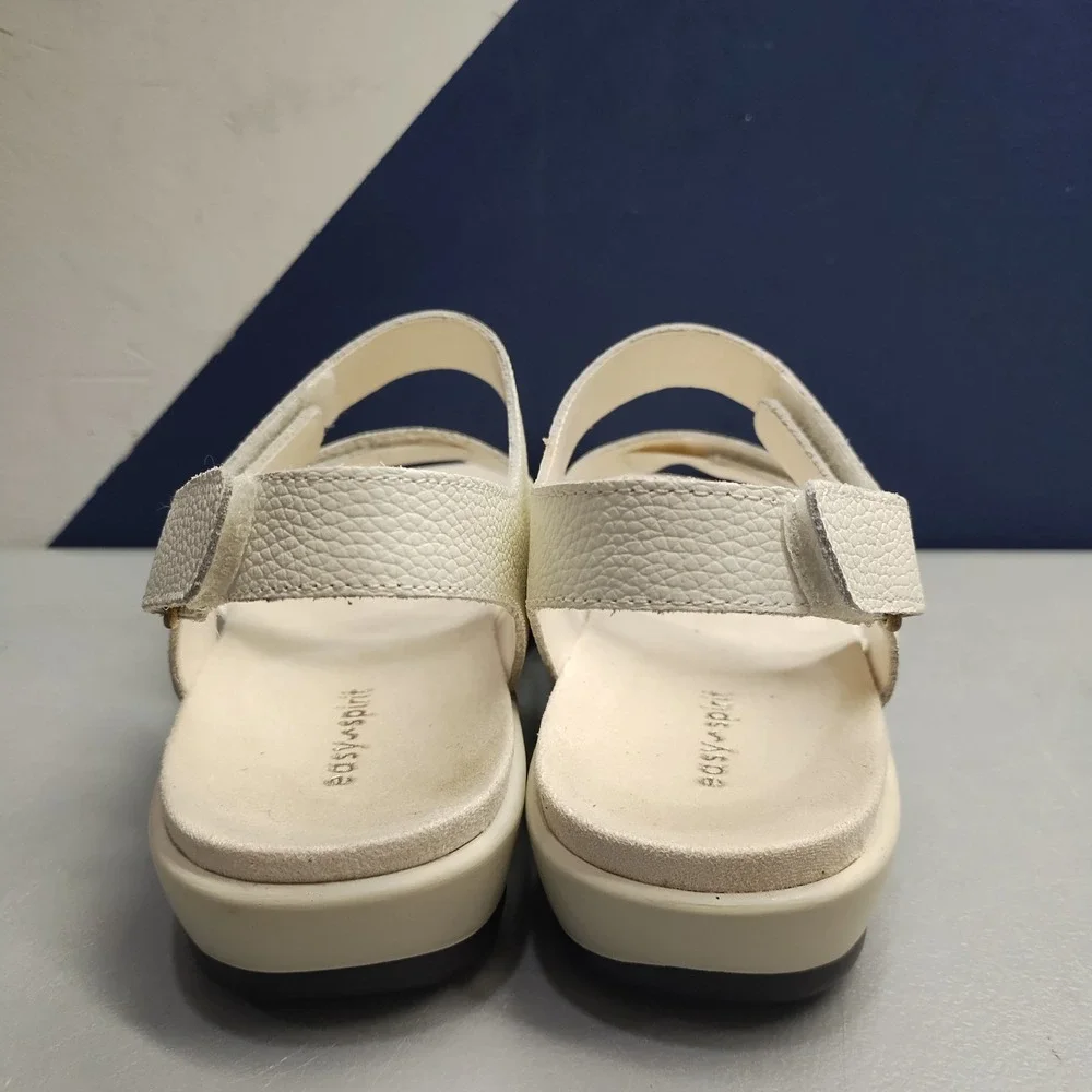 Easy Spirit Hartwell Sandals Womens Size 9M White Leather Open Toe Hook & Loop